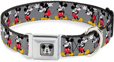 Нашийник для собак Buckle-Down Mickey Mouse з окулярами, сірий, повний колір, ширина 3.8 см, розмір 41-58 см