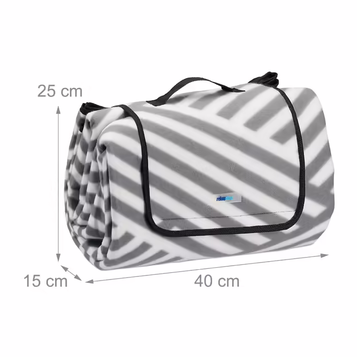 Relaxdays Striped Gray and White Picnic Blanket