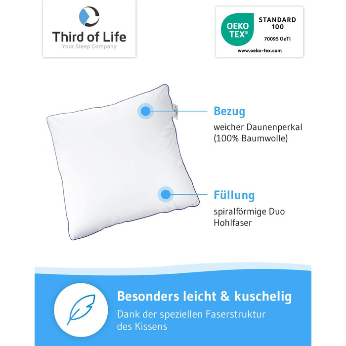 Pillow 80x80 inSPIRO 2-Piece Set, Orthopedic Sleep Pillow from the 2022 Innovation Award Winner, 80 x 80 cm pillow for Side Sleepers, Back Sleepers, Stomach Sleepers, Neck Support Pillow for Allergy Sufferers 80 x 80 - 2-Piece Set