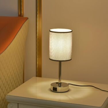 LED-лампа на тумбочку з торшером, сенсорне керування, USB-порт A+C, тканинний абажур, металева основа, для спальні, офісу, вітальні, з лампочкою (сіра)