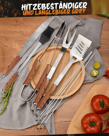 Набір гриль-посуду, 12 предметів, нержавіюча сталь, з кейсом, довговічні інструменти для барбекю, кемпінгу, професійний набір для грилю для чоловіків та жінок