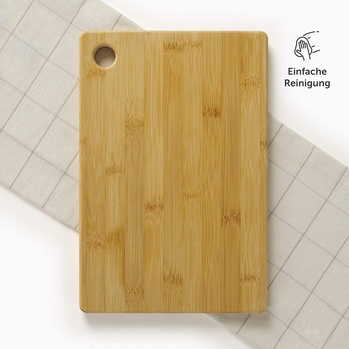 Blumtal Bamboo Cutting Board Carlota 3-Piece Set - Chopping board with a hole for hanging, kitchen helper made of 100% bamboo with silicone feet.