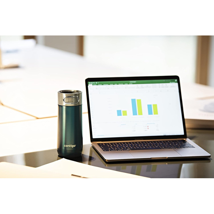 Термокружка Contigo Luxe Autoseal з нержавіючої сталі, 360 мл, Biscay Bay. Зручна, витривала, з легкою очисткою, без BPA. Ідеальна для кави на винос.