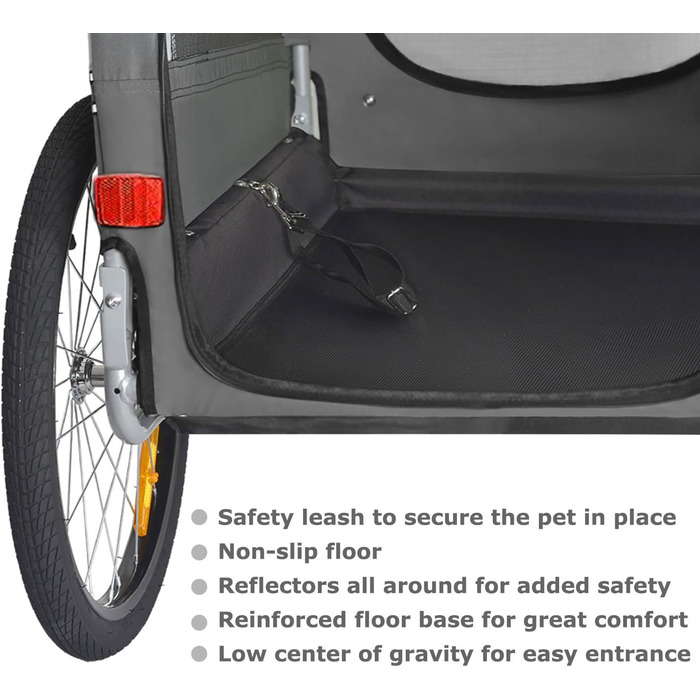 DOGGYHUT® Преміум великий велосипедний причіп для собак об'ємом 270 літрів, сірий (для середніх та великих собак)