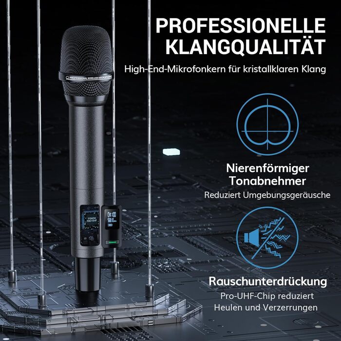 TONOR TW550 Бездротовий мікрофонний комплект з функцією автосканування, PRO-UHF, 2 мікрофони, 80 м радіус дії, 6,35 мм/3,5 мм, для караоке, вечірок, церкви, DJ