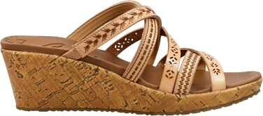 Босоніжки жіночі Skechers Beverlee-Tiger Posse на танкетці, натуральні, широка колодка 40 EU