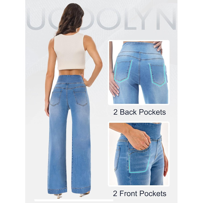 Джинси жіночі Baggy Daen, широкі штанини, висока талія, темно-сині, 31 inseam (XXL Petite), 29 inseam (Mittelblau)