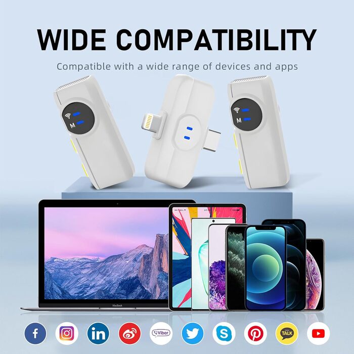 USB-C Беспроводной петличный микрофон 2 в 1 для iPhone, подавление шума KI, мини-микрофон для видеоблогинга, видео, подкастов, интервью, TikTok, YouTube - Черный (2 TX + 1 RX) (A5-Basic White (2 в 1))