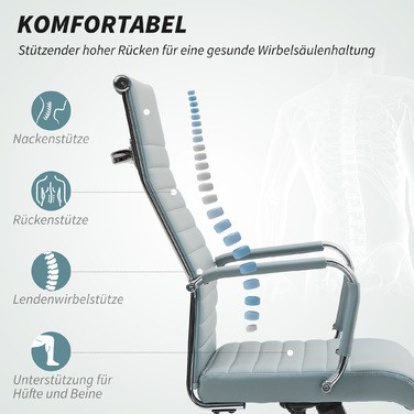 Vinsetto Ergonomic Office Chair with Rocking Function, Height-Adjustable Swivel Chair with Armrest, Faux Leather Computer Chair, Light Grey | Aosom