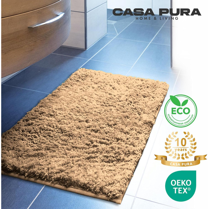 М'який килимок для ванної кімнати Casa Pura, 70x120 см, Shaggy, антиковзаючий, для душу, бежевий