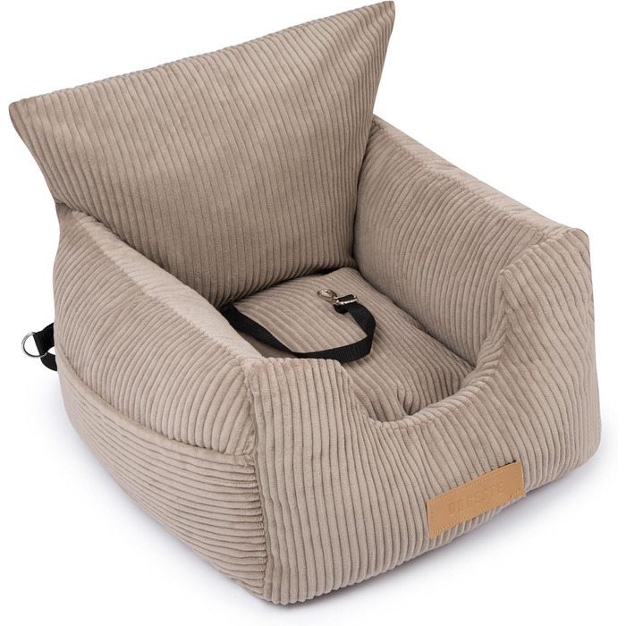 Автоматичний лежак для собак у машину з іменем, бежевий, 60x60x30 см