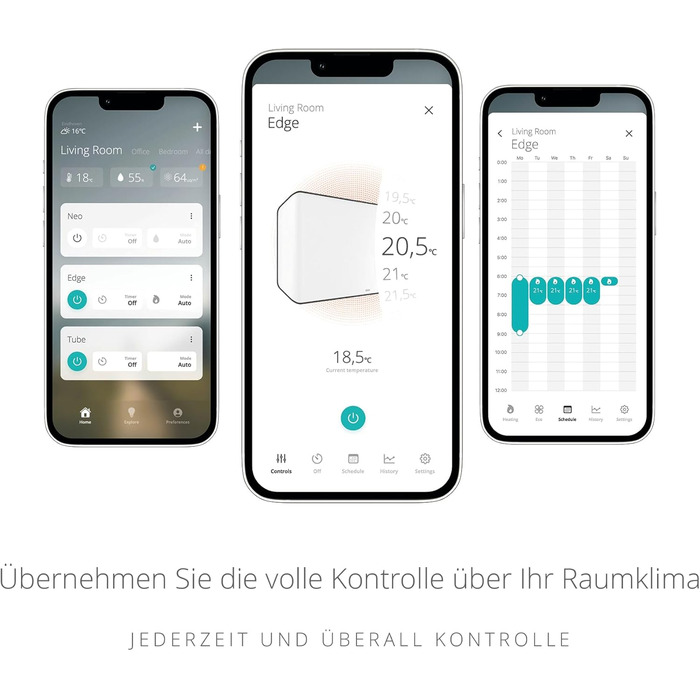 Duux Edge Smart електроконвекторний обігрівач: енергозбереження, термостат, для ванної кімнати, 2000W, білий