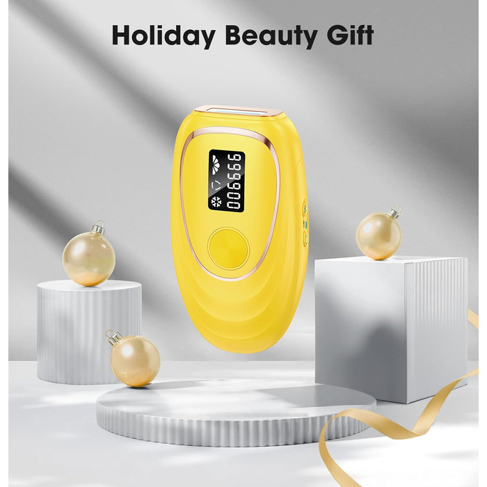 Пристрій для епіляції IPL з охолодженням, 5 рівнів потужності, 999,900 імпульсів світла, для жінок та чоловіків, обличчя, під пахвами, ноги, тіло (білий, золотий)