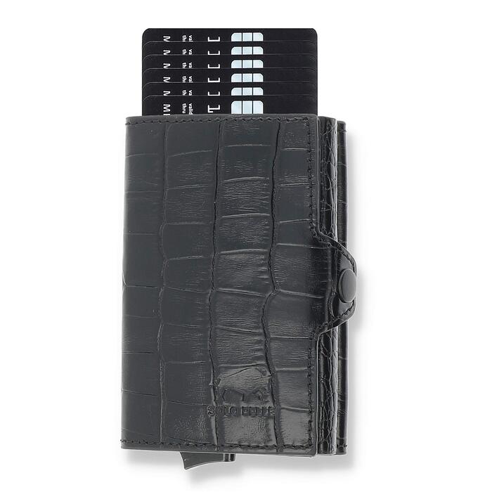 Клатч-органайзер Solo Pelle Mech: шкіряний картхолдер з RFID захистом для 11 карт (Kroko Schwarz)
