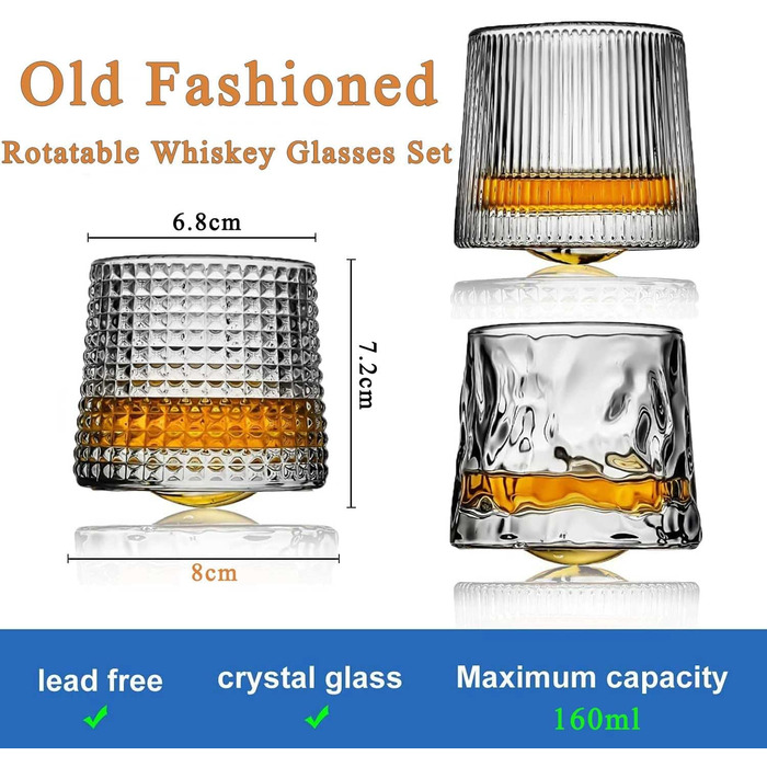 Набір склянок для віскі Old Fashioned, ручної виготовлення, 160 мл (набір з 2 шт.)