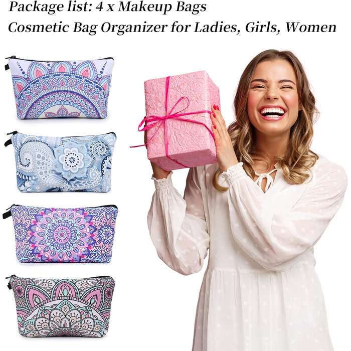 Косметичка для подорожей Czemo 4 шт. з тканини, водонепроникна, з монетницею, для жінок