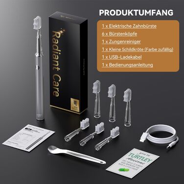 Електрична звукова зубна щітка JTF з очищувачем язика, 8 насадок, 5 режимів, Smart Memory, таймер 2 хв, IPX7, швидка зарядка 3год, для дорослих (блакитний/сріблястий)