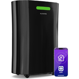 Електричний осушувач Klarstein AeroDry Smart 12 л - 12 л/день, Wi-Fi, керування через додаток/Alexa, LED дисплей, фільтр вугілля, для приміщень до 18 м²