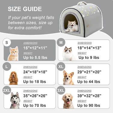 Будка для собак Jiupety, 2-в-1: котяча печера, розмір S. Підходить для собак, котів та цуценят. Тепла затишна печера-ліжко, сірий колір.