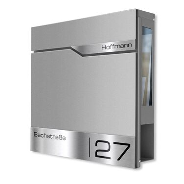 Поштовий ящик Metzler з газетницею та табличкою з нержавіючої сталі V2A, сучасний, стійкий до іржі, сірий алюміній Ral 9007, 10 років гарантії на запчастини, з вікном огляду Siebert