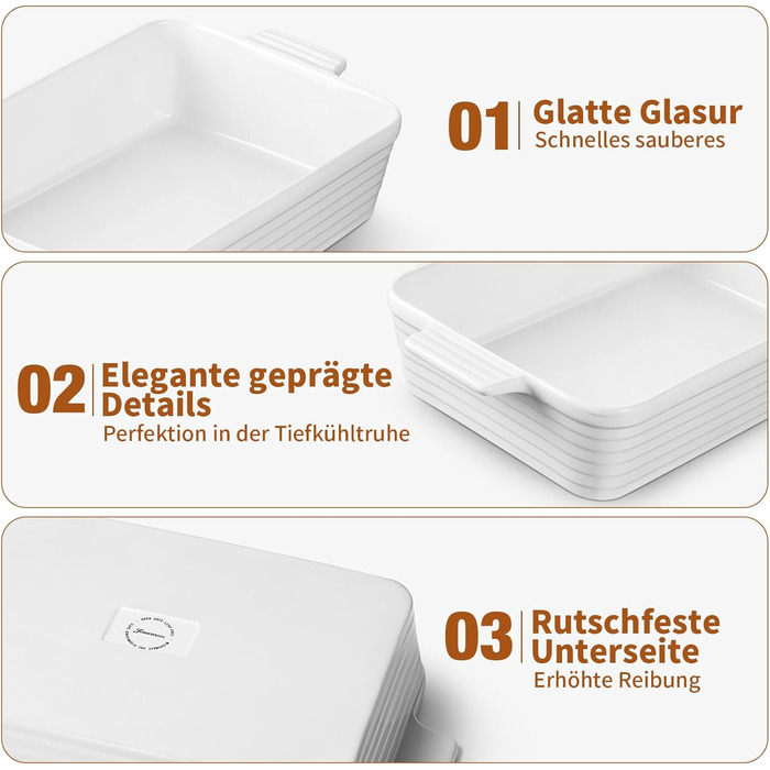 Форма для запікання Jassceram, 4.9 л, порцеляна, біла, для духовки, з ручками, для лазаньї та запіканок