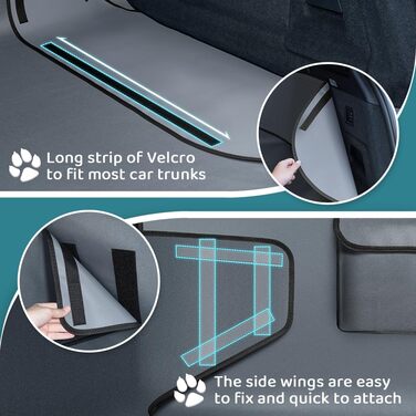 Захист для багажника автомобіля для собак KYG: універсальний, водовідштовхувальний, стійкий до зносу, з бічними захистами. Розмір: 185x105x38 см (сірий)