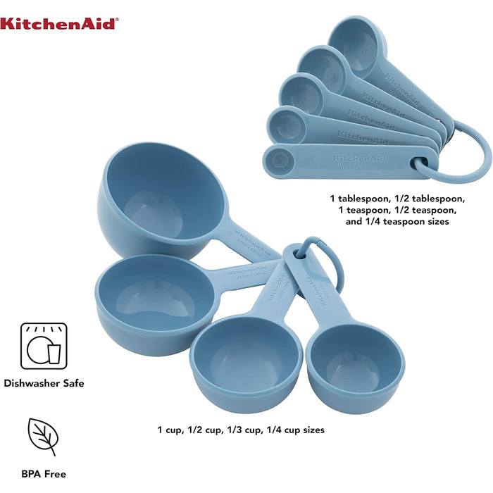 Набір мірних стаканів KitchenAid, 9 предметів, синій оксамит, для кухні