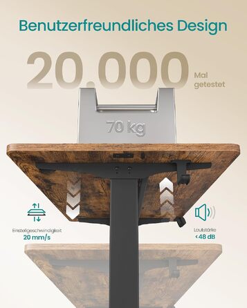 Регульований по висоті письмовий стіл SONGMICS, 100 x 60 см, вінтажний коричневий