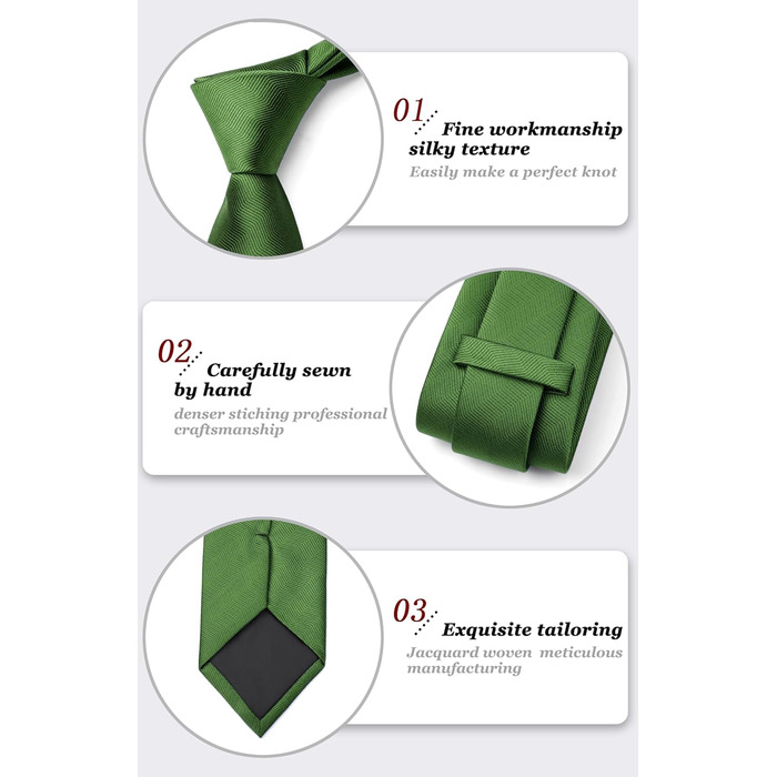 Кравка для чоловіків HISDERN: класична краватка для весілля з нагрудником, формальний елегантний стиль, краватка для бізнесу та вечірок (зелена)