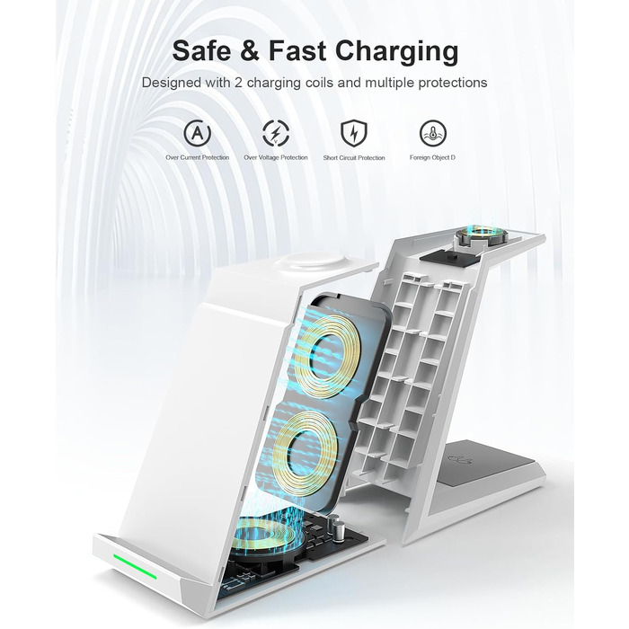 Бездротова зарядка 3-в-1 для Apple Watch, iPhone та AirPods Pro (білий)