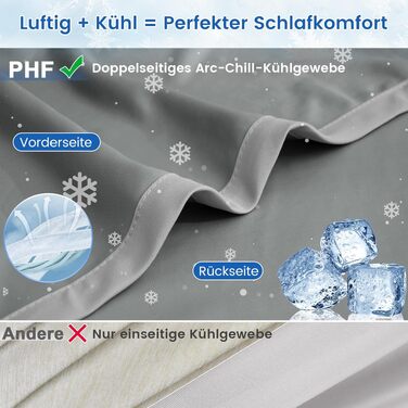 Охолоджуюча ковдра PHF Arc-Chill 220x240 см, двостороння, з ефектом самоохолодження, сіра (антрацит)