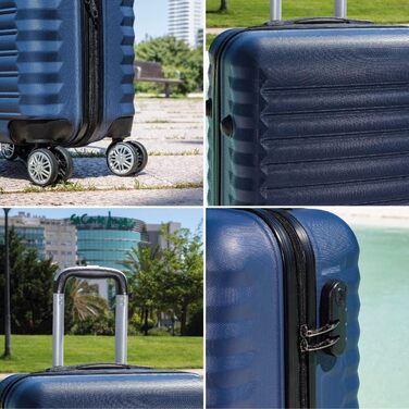 Набір валіз NUMADA 4 шт. (75см, 63см, 53см, органайзер), ABS, темно-синій