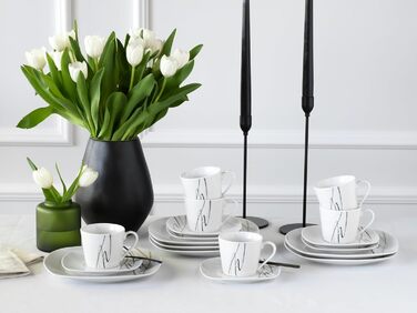 CreaTable Amelie Piazza: 12-Piece Porzellan Geschirrset für 6 Personen, Tafelservice, Mikrowellengeeignet, Spülmaschinenfest