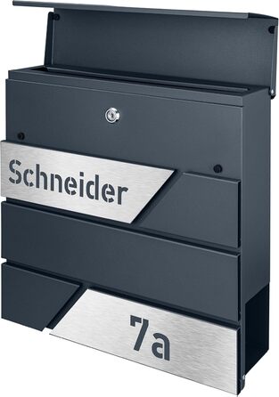 Поштовий ящик з газетницею з нержавіючої сталі, настінний, з замком та гравіюванням (срібний)