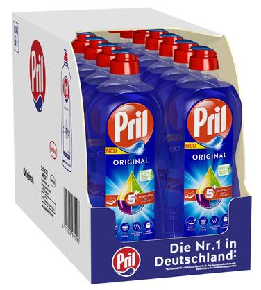 Засіб для миття посуду Pril 5 Plus Original, самоактивний розчинник жиру, 675 мл (набір 14 шт)