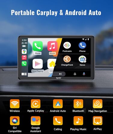 Бездротовий автомобільний мультимедійний центр Spedal NaviCam 796W з Apple CarPlay, Android Auto, зовнішньою камерою, Bluetooth, Wi-Fi, AirPlay, AUX та FM-трансмітером
