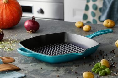 Le Creuset Гриль-сковорода чавунна Signature, 26 см, для всіх плит (індукція), колір вишневий (Kirschrot)