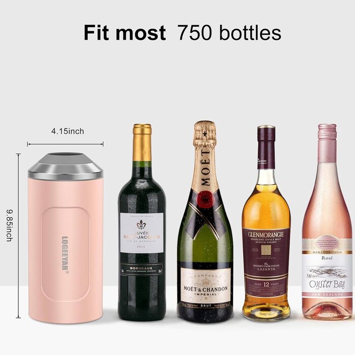 Охолоджувач для вина з кришкою, 750 мл, для пляшок вина, шампанського, з подвійними стінками, з нержавіючої сталі, портативний, для відпочинку на природі, подарунок для поціновувачів вина, рожевий