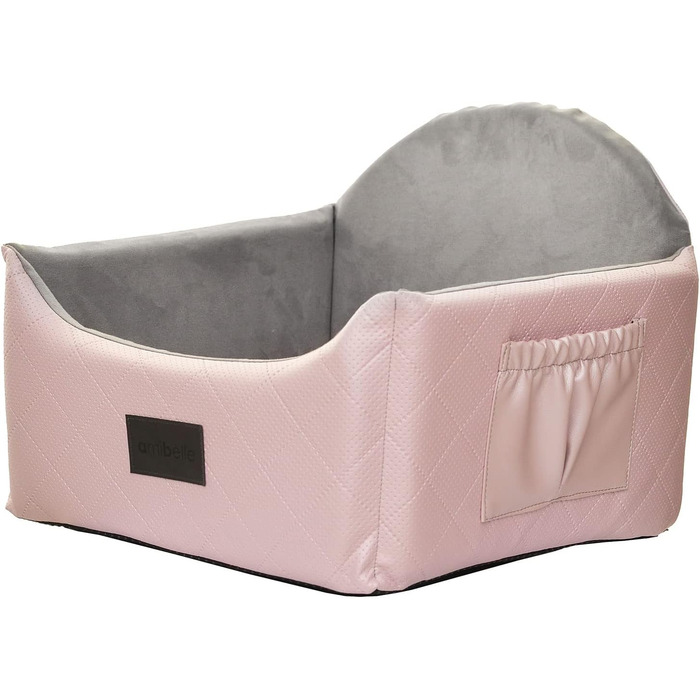 Автоматичне сидіння для собак 2в1 | Універсальний автосидіння для собак та котів | З штучної шкіри та плюшу, 48 x 48 см (Рожевий)