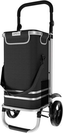 Тролей для покупок 24MOVE® Vehlo: складаний, 55л, з термокишенею, 3в1 (тролей, візок, сумка), до 30кг, чорний