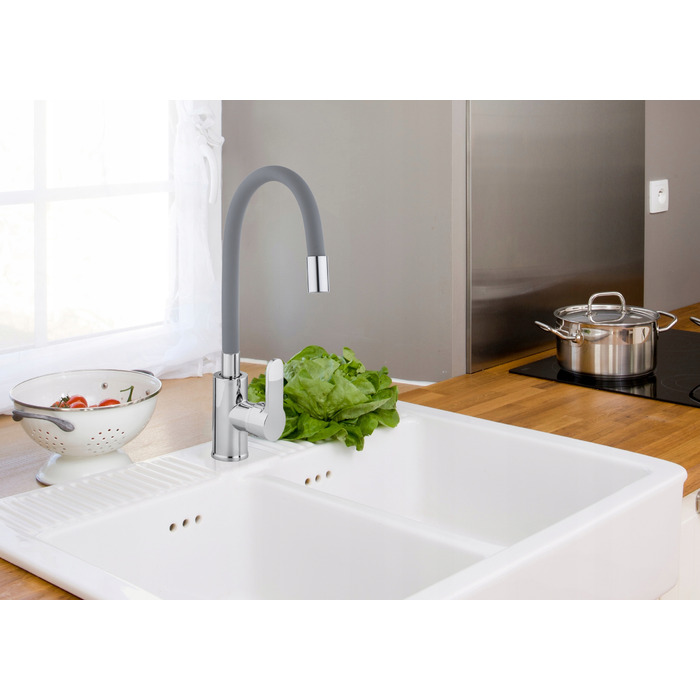 Змішувач для кухні стійкий Yoka Home ESPIA, сірий