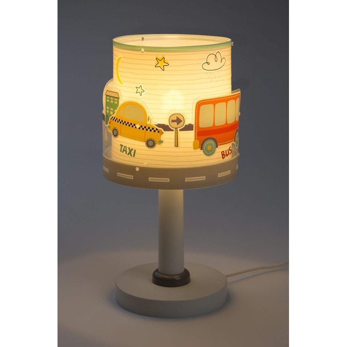 Dalber Children's Table Lamp Bedside Lamp Baby Travel Cars and Airplanes, Colorful
