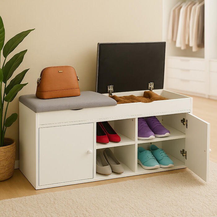 Shoe Bench with Folding Seat