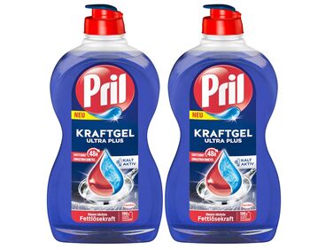 Засіб для миття посуду Pril Kraft Gel Ultra Plus, гель для ручного миття з високою жиророзчинною здатністю, 450 мл, 6 шт