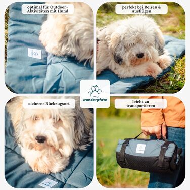 Килимок для собак Wanderpfote, 75 x 50 см – ортопедичний, водонепроникний, для подорожей та авто – сірий (розмір M)