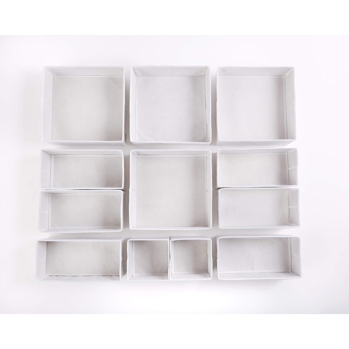 Large Drawer Organization System 12-Piece Set of White Boxes Storage Organizer Drawer Cabinet Organizer Storage Box Closet Organizer (White/Opulent Garden, 4=28x28x10cm, 6=28x14x10cm, 2=14x14x10cm)