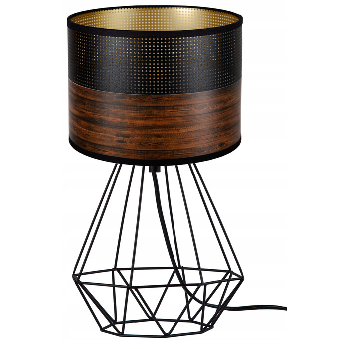 Стильна настільна нічна лампа з абажуром у кольорі венге, сучасний лофт, LED