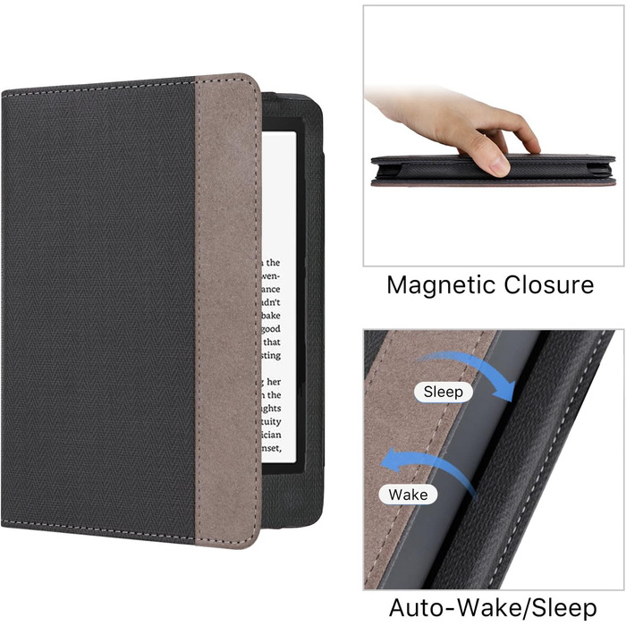 Чохол для Kindle 11-го покоління (2024/2022) WALNEW: захисна обкладинка з підставкою, двома петлями та авто-сном/пробудженням (Чорний)