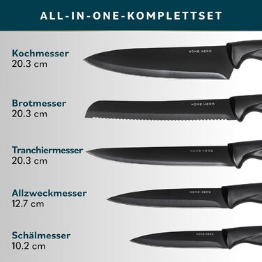 Home Hero Stainless Steel Kitchen Knife Set - 7 Piece Professional Chef Knife Set