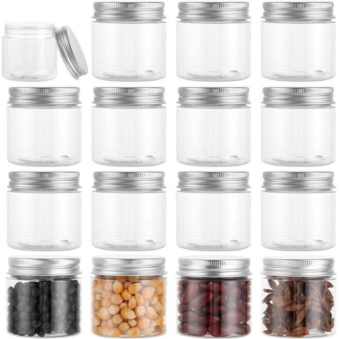 Набір контейнерів для зберігання 16 шт. 500 мл з кришкою, прозорі пластикові банки, BPA Free, для продуктів та солодощів